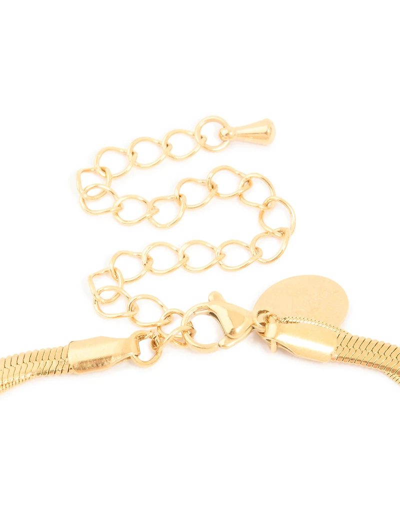 Waterproof Gold Plated Stainless Steel Snake Chain & Heart Pendant Layered Necklace