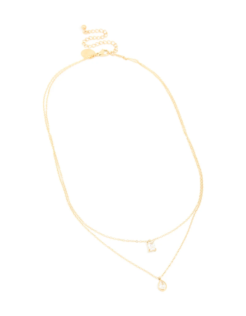 Collier en zircone cubique en acier inoxydable plaqué or imperméable