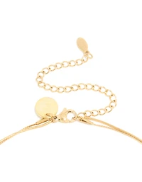 Waterproof Gold Plated Stainless Steel Curved Bar & Chain Layered Necklace