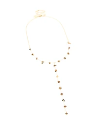 Waterproof Gold Plated Stainless Steel Tigers Eye Semi Precious Stone Y-Necklace