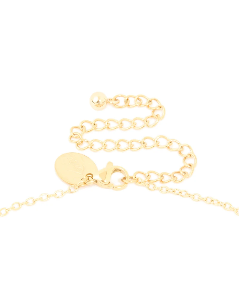 Waterproof Gold Plated Stainless Steel Cubic Zirconia Bezel Y-Necklace