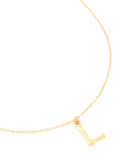 Waterproof Gold Plated Stainless Steel Bamboo Letter L Necklace
