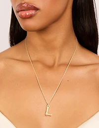 Collier en bambou en acier inoxydable plaqué or et imperméable avec la lettre L