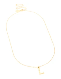 Waterproof Gold Plated Stainless Steel Bamboo Letter L Necklace