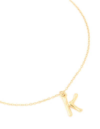 Waterproof Gold Plated Stainless Steel Bamboo Letter K Necklace