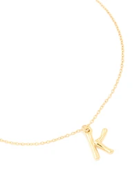 Waterproof Gold Plated Stainless Steel Bamboo Letter K Necklace