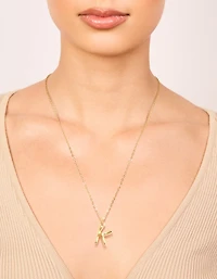 Waterproof Gold Plated Stainless Steel Bamboo Letter K Necklace