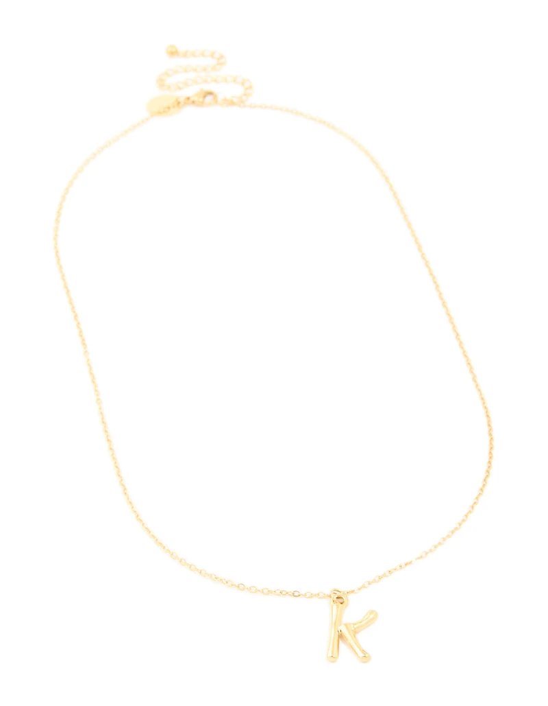 Waterproof Gold Plated Stainless Steel Bamboo Letter K Necklace