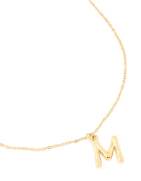 Waterproof Gold Plated Stainless Steel Bamboo Letter M Necklace