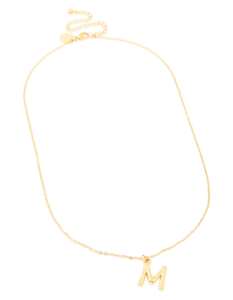 Waterproof Gold Plated Stainless Steel Bamboo Letter M Necklace