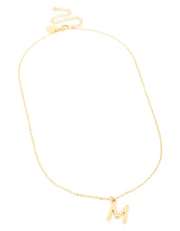 Waterproof Gold Plated Stainless Steel Bamboo Letter M Necklace