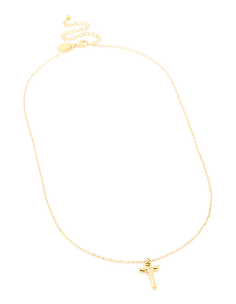 Waterproof Gold Plated Stainless Steel Bamboo Letter T Necklace