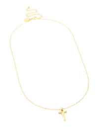 Waterproof Gold Plated Stainless Steel Bamboo Letter T Necklace