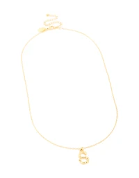 Waterproof Gold Plated Stainless Steel Bamboo Letter S Necklace