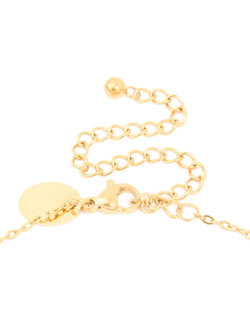 Waterproof Gold Plated Stainless Steel Bamboo Letter S Necklace