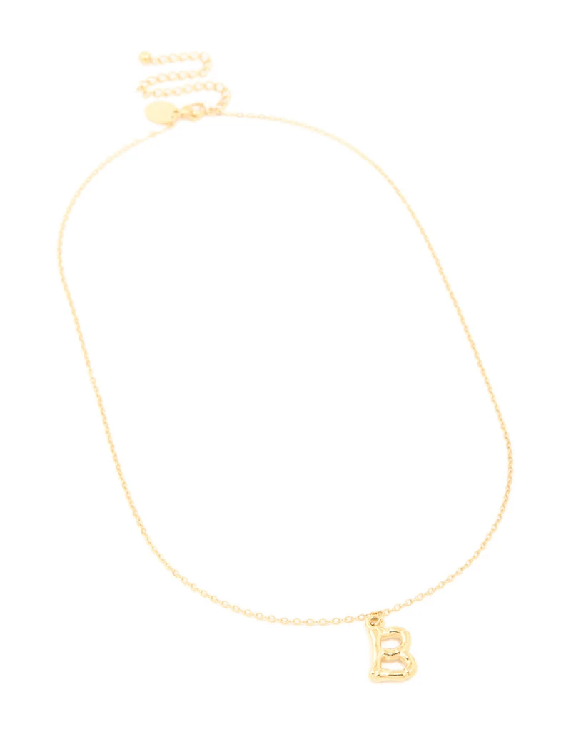 Waterproof Gold Plated Stainless Steel Bamboo Letter B Necklace