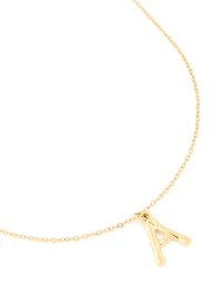 Waterproof Gold Plated Stainless Steel Bamboo Letter A Necklace