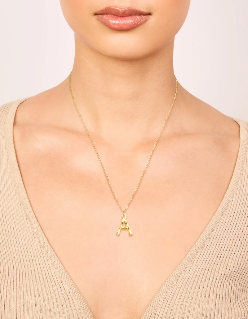 Waterproof Gold Plated Stainless Steel Bamboo Letter A Necklace