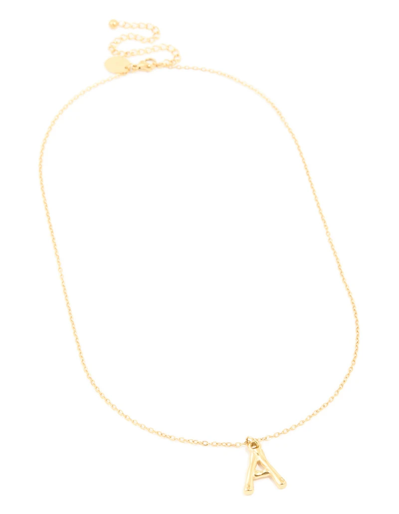 Waterproof Gold Plated Stainless Steel Bamboo Letter A Necklace