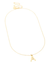 Waterproof Gold Plated Stainless Steel Bamboo Letter A Necklace