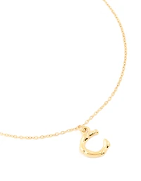 Waterproof Gold Plated Stainless Steel Bamboo Letter C Necklace