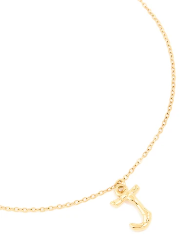Waterproof Gold Plated Stainless Steel Bamboo Letter J Necklace