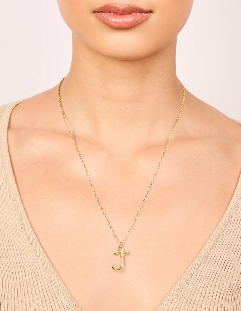 Waterproof Gold Plated Stainless Steel Bamboo Letter J Necklace