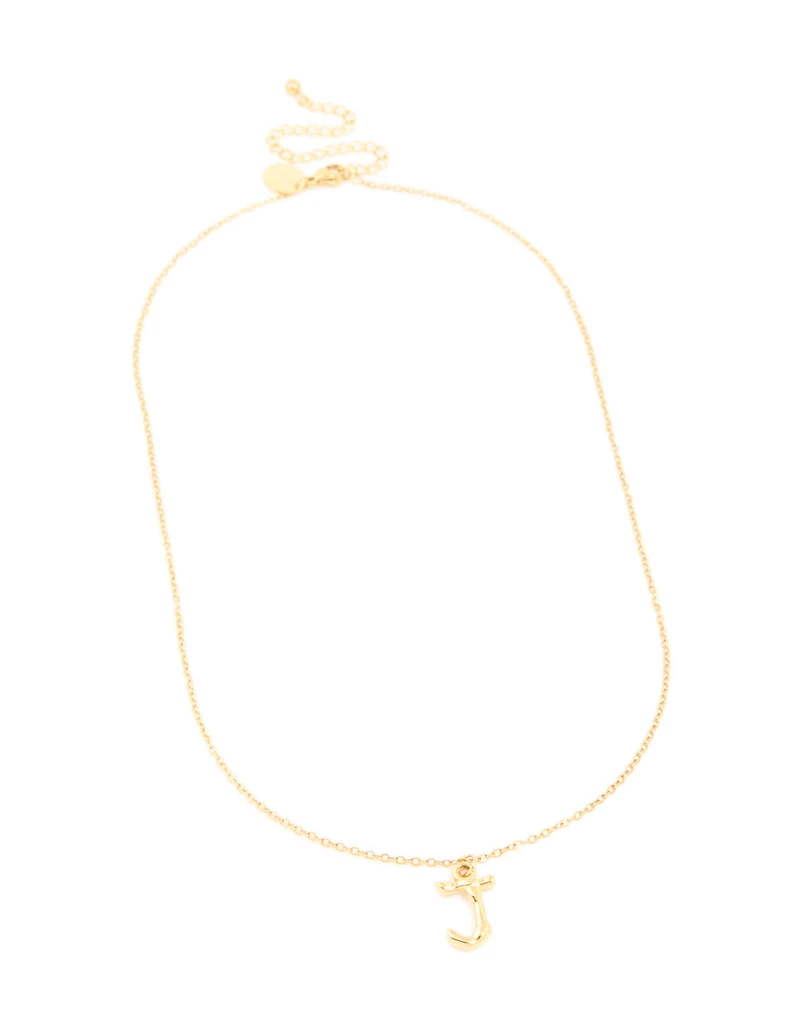 Waterproof Gold Plated Stainless Steel Bamboo Letter J Necklace