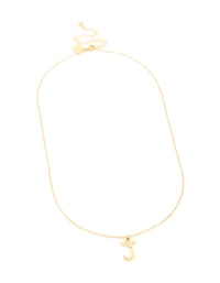 Waterproof Gold Plated Stainless Steel Bamboo Letter J Necklace