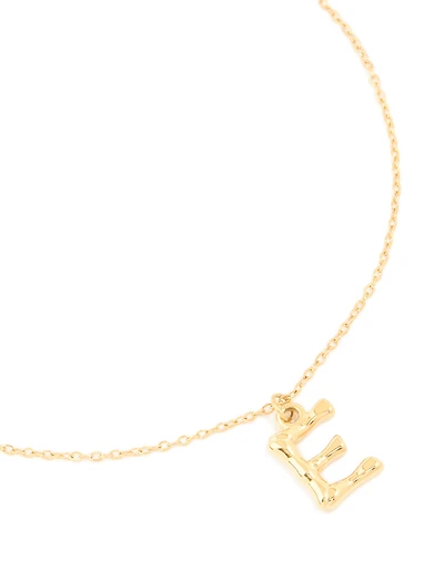 Waterproof Gold Plated Stainless Steel Bamboo Letter E Necklace