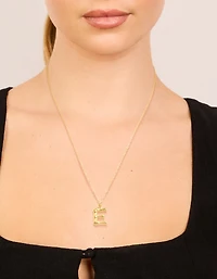 Waterproof Gold Plated Stainless Steel Bamboo Letter E Necklace