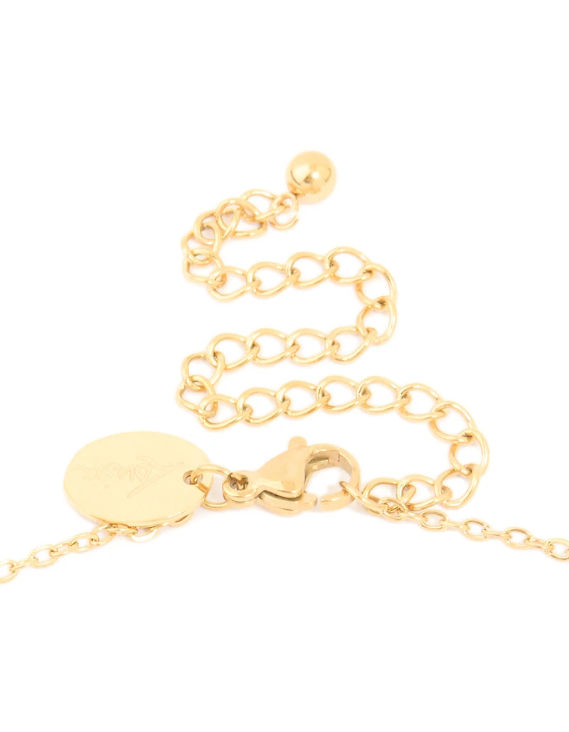 Waterproof Gold Plated Stainless Steel Bamboo Letter E Necklace