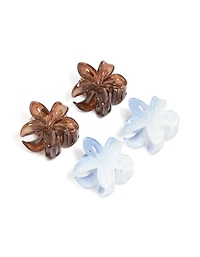 Pinces à griffes frangipani brun foncé et bleu clair paquet de 4