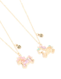 Kids Gold Shaker Unicorn Necklaces 2-Pack