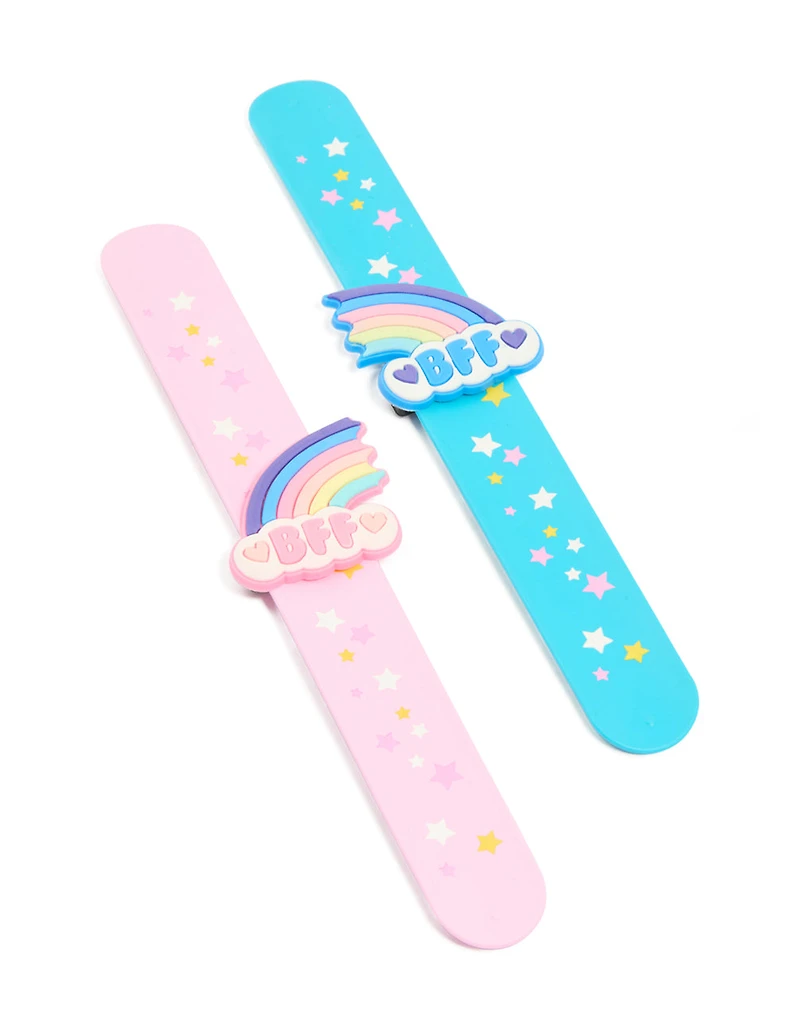 Kids Rainbow BFF Slap Band Bracelets 2-Pack