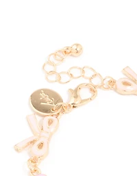 Kids Gold Bow Charms Bracelet & Bow Ring Set