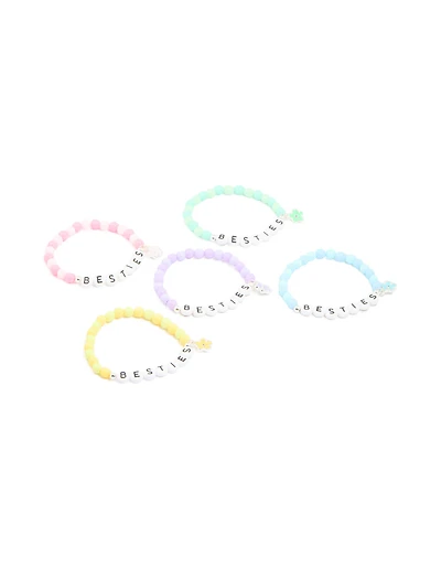 Kids Multicoloured Beaded 'Besties' Stretch Bracelets 5-Pack