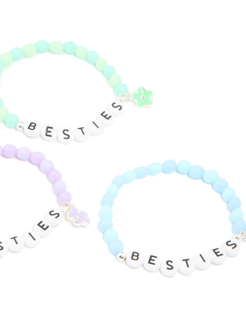 Kids Multicoloured Beaded 'Besties' Stretch Bracelets 5-Pack