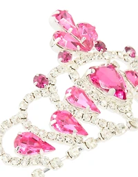 Kids Silver Heart Pink Gem Tiara Headband