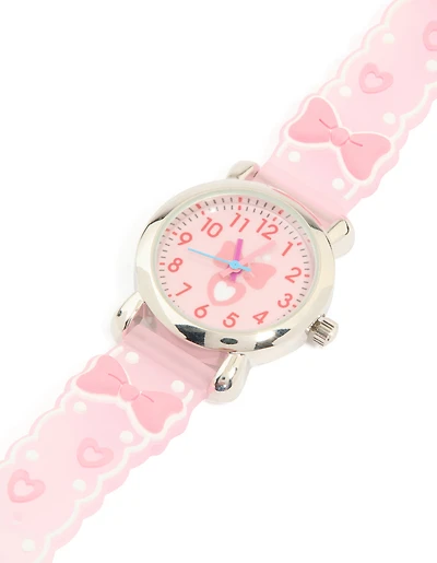 Kids Pink Bow Strap Slap Watch