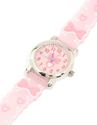 Kids Pink Bow Strap Slap Watch