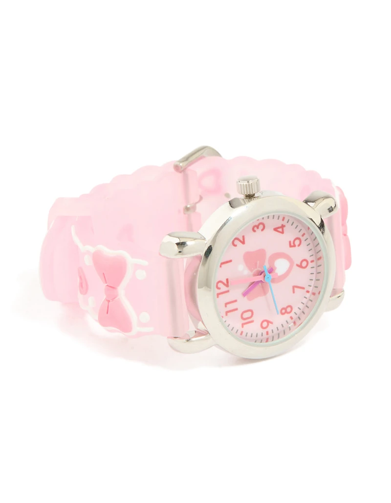 Kids Pink Bow Strap Slap Watch