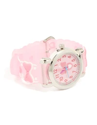 Kids Pink Bow Strap Slap Watch