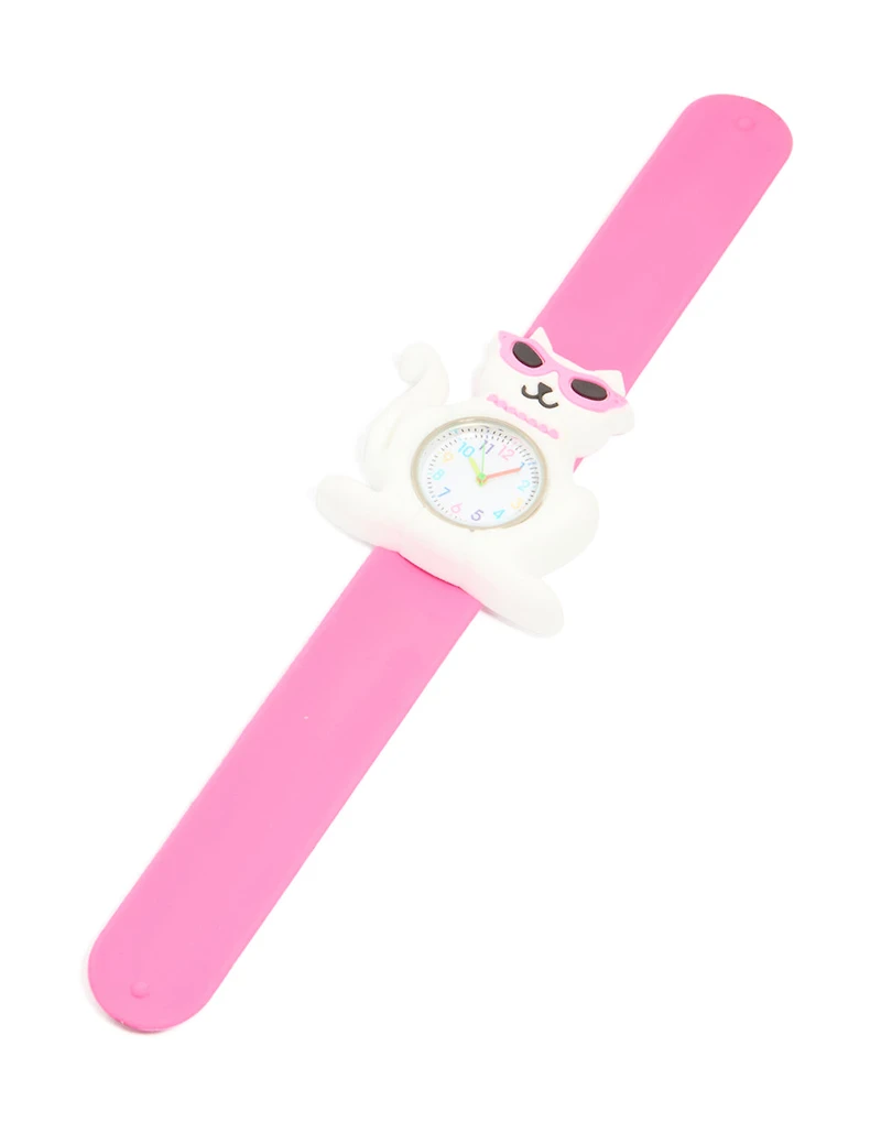 Kids Pink Cool Cat Slap Watch