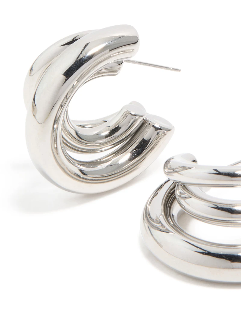 Boucles d’oreilles imperméables en acier inoxydable plaqué or à triple anneau illusion