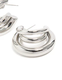 Boucles d’oreilles imperméables en acier inoxydable plaqué or à triple anneau illusion