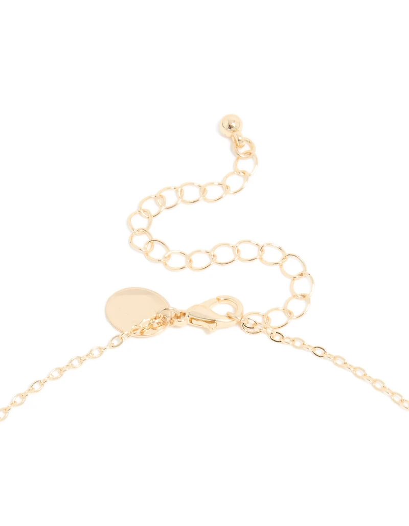 Gold Cubic Zirconia Floral Y-Necklace