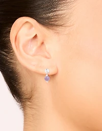 Sterling Silver Amethyst Semi-Precious Stone Drop Earrings