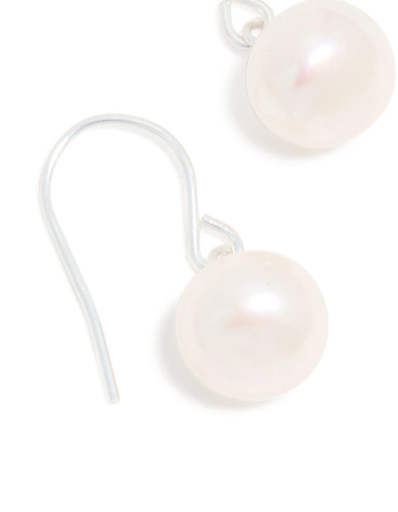 Sterling Silver Pearl Drop Hook Earrings