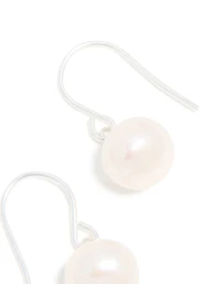 Sterling Silver Pearl Drop Hook Earrings